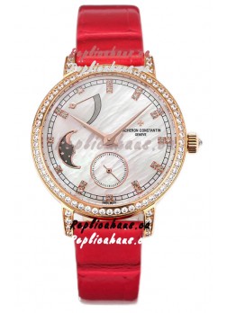 Vacheron Constantin Traditionelle Moon Phase Mother of Pearl Dial in Rose Gold Swiss Replica