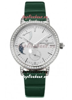 Vacheron Constantin Traditionelle Moon Phase White Dial in Steel Case Swiss Replica