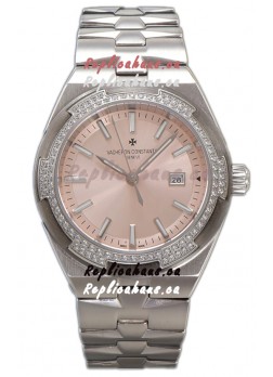 Vacheron Constantin Overseas Steel Casing Pink Dial 35MM Swiss Replica Watch 