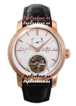 Vacheron Constantin Traditionelle 14-Day Tourbillon White Dial Rose Gold 1:1 Mirror Replica Watch 