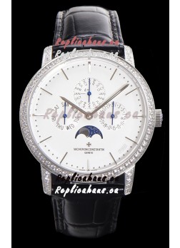 Vacheron Constantin Patrimony Perpetual Calendar Ultra-Thin White Gold White Dial Swiss Replica