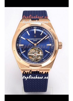 Vacheron Constantin Overseas Tourbillon Rose Gold in Blue Dial Rubber Strap 1:1 Mirror Replica