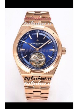 Vacheron Constantin Overseas Tourbillon Rose Gold in Blue Dial Gold Strap 1:1 Mirror Replica