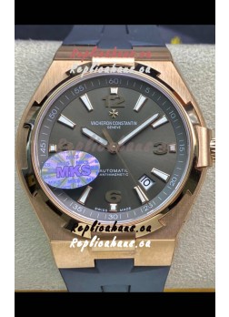 Vacheron Constantin Overseas 1:1 Mirror Replica 904L Rose Gold Steel  Watch in Grey Dial - Rubber Strap