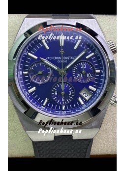 Vacheron Constantin Overseas Chronograph 904L Steel Blue Dial Swiss Replica Watch - Rubber Strap