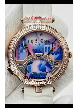Van Cleef & Arpels Lady Arpels Pont des Amoureux in Rose Gold White Strap