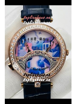 Van Cleef & Arpels Lady Arpels Pont des Amoureux in Rose Gold Dark Blue Strap