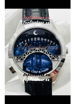 Van Cleef & Arpels Lady Arpels Pont des Amoureux in Stainless Steel Black Strap