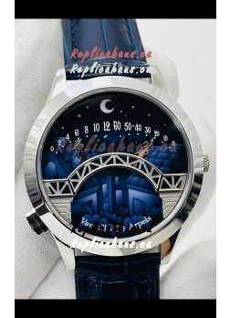 Van Cleef & Arpels Lady Arpels Pont des Amoureux in Stainless Steel Navy Blue Strap