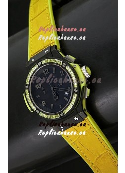 Hublot Big Bang All Black Edition Japanese Quartz Watch in Lemon Colour