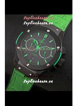 Hublot Big Bang Classic Fusion Swiss Replica PVD Watch in Green Strap