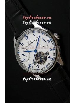 IWC Portuguese FA Jones Japanese Replica Watch in White Dial with Tourbillon