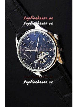 IWC Portuguese FA Jones Japanese Replica Watch in Black Dial with Tourbillon