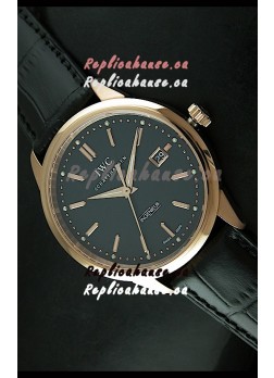 IWC Schaffhausen Ingenuier Vintage Swiss Replica Automatic Rose Gold Watch in Black Dial