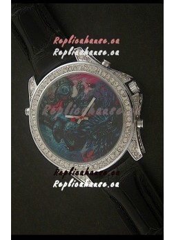Five Time Zones J&C Imitations Japanese Watch in Full Diamonds