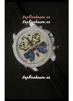 Five Time Zones J&C Clone Watch in Full Diamonds