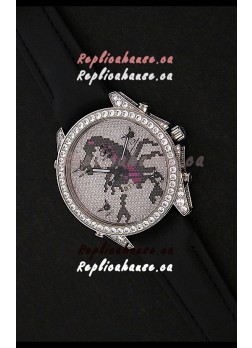 Five Time Zones J&C Clone Japanese Watch in Full Diamonds