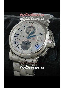 Mont Blanc Meisterstuck Star GMT Swiss Watch in White Dial