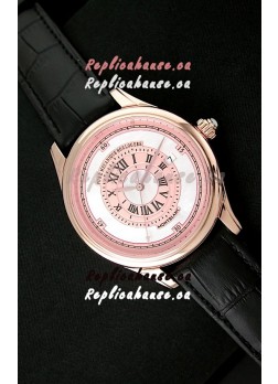 Montblanc Pure Mechanique Horlogere Swiss Replica Rose Gold Watch in Mop Pink Dial