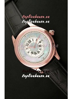 Montblanc Pure Mechanique Horlogere Swiss Replica Rose Gold Watch in Mop Blue Dial