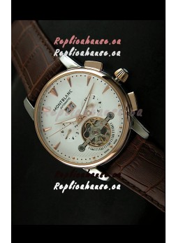 Mont Blanc Flying Tourbillon Japanese Replica Watch with Gold Bezel
