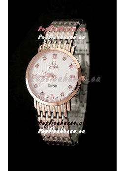 Omega DeVelie Japanese Replica Rose Gold Watch 