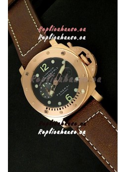 Panerai Luminor Submersible 1000M Japanese Automatic Rose Gold Watch in Black Dial