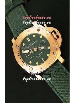 Panerai Luminor Submersible 1000M Japanese Automatic Rose Gold Watch in Green Dial