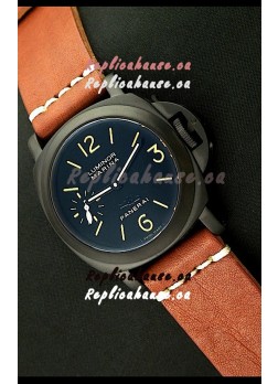 Panerai Luminor Marina Black Seal PVD Swiss Watch in Brown Strap