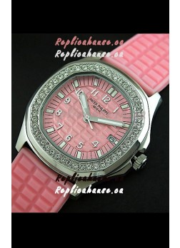 Patek Phillipe Nautilis Swiss Diamond Replica Watch in Pink Dial