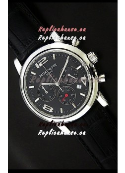 Patek Philippe Perpetual Calender Japanese Steel Watch in Black Dial