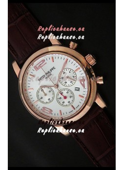 Patek Philippe Perpetual Calender Japanese Steel Watch in White Dial