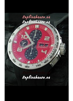 Porsche Design Flat Six P'6340 Swiss Chronograph Watch in Red Dial