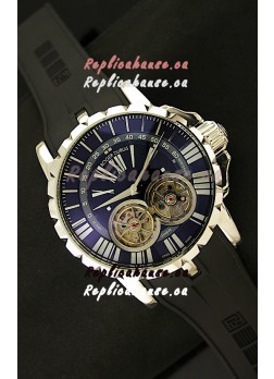Roger Dubuis Chronoexcel Japanese Replica Automatic Watch in Blue Dial
