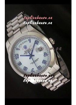 Rolex Day Date Japanese Replica Steel Watch in White Dial