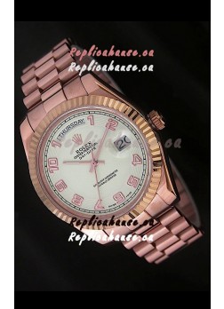 Rolex Day Date Japanese Replica Steel Watch in Arabic Markers
