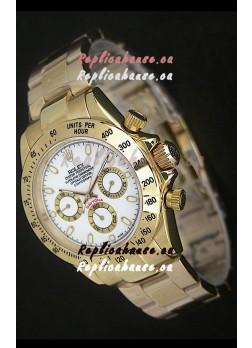Rolex Daytona Japanese Replica Gold Watch in White Dial
