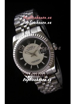 Rolex Datejust Mens Japanese Replica Watch in Black & White Dial