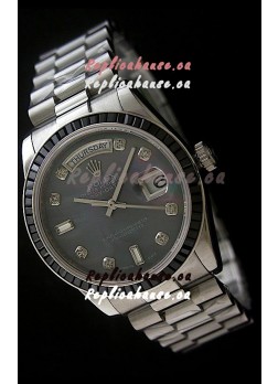 Rolex Day Date 2008 Japanese Replica Watch in Mop Black Dial