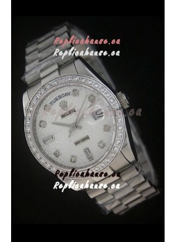 Rolex Day Date Just Japanese Replica Silver White Watch