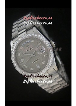 Rolex Day Date Just Japanese Replica Watch in Printed Grey Dial