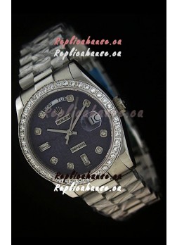 Rolex Day Date Just Japanese Replica Watch in Printed Purple Dial
