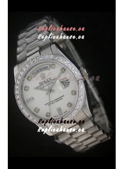 Rolex Day Date Just Japanese Replica Watch in White Dial