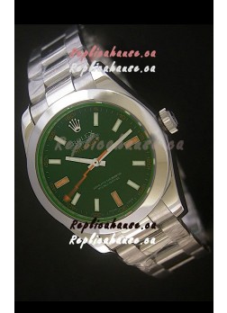 Rolex Oyster Perpetual Milgauss Swiss Replica Stainless Steel Watch in Black Dial