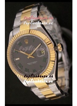 Rolex Day Date Just Japanese Replica Two Tone Gold Watch in Grey Dial