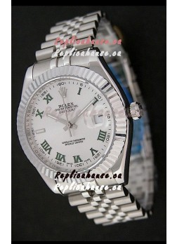Rolex DateJust Japanese Replica Watch in Green Roman Hour Markers