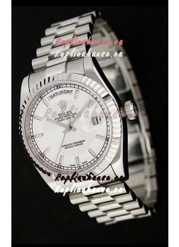 Rolex Day Date Just Japanese Replica Silver White Watch 