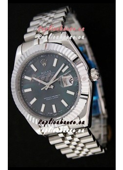 Rolex DateJust Japanese Replica Watch in Black Mother of Pearl Dial