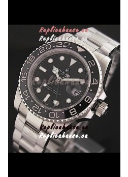 Rolex GMT Master II Swiss Replica Steel Watch in Black Dial