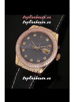 Rolex DateJust Japanese Mens Replica Yellow Gold Watch in Colorful Mother of Pearl Dial